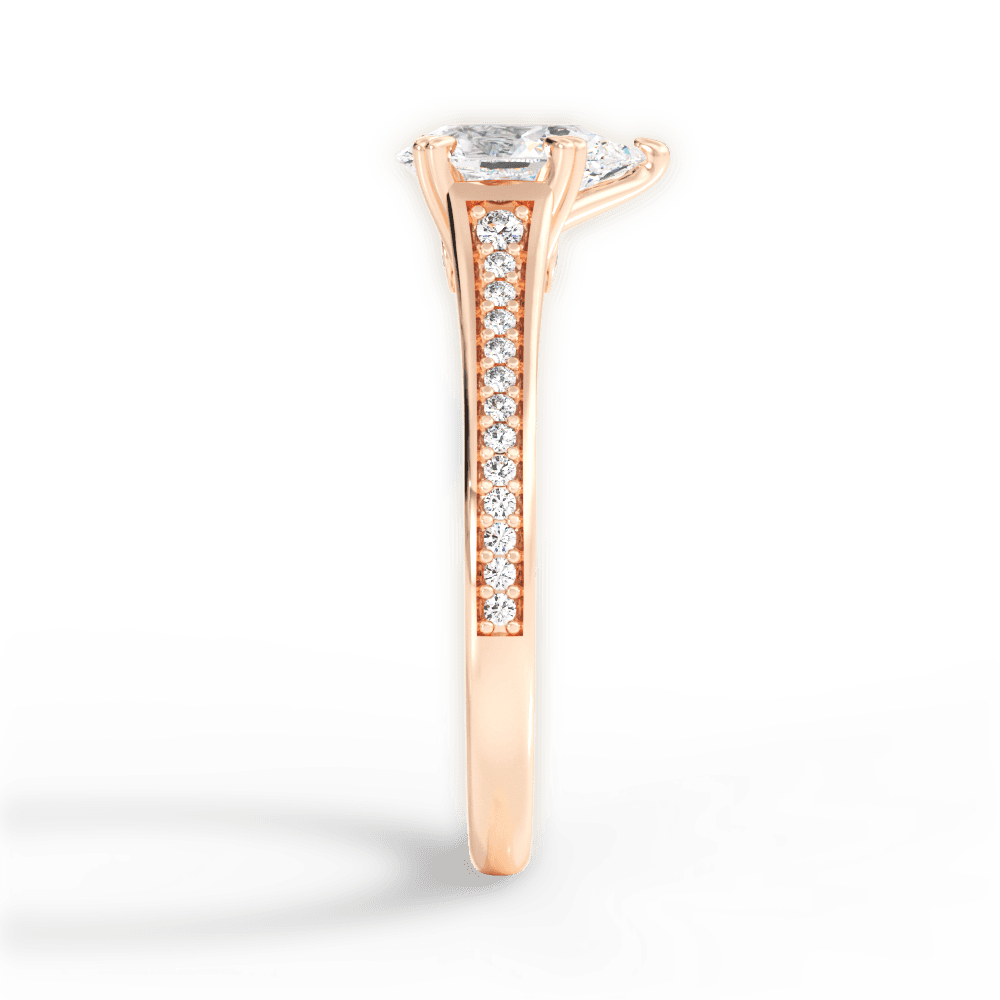 Delia Pear Cut Lab Grown Diamond 18Kt Rose Gold Engagement Ring - View 2