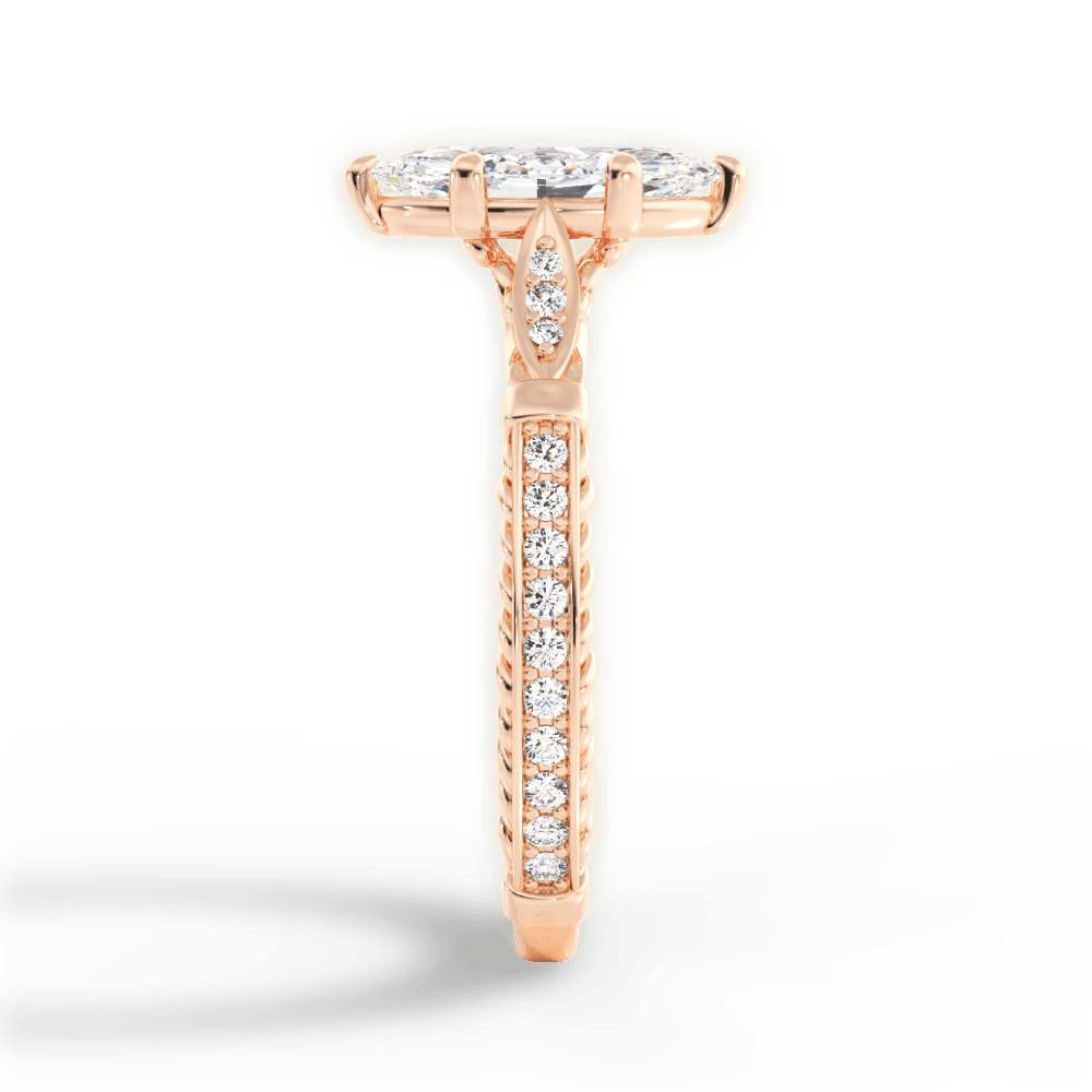 Gabriela Marquise Cut Lab Grown Diamond 18Kt Rose Gold Engagement Ring - View 4