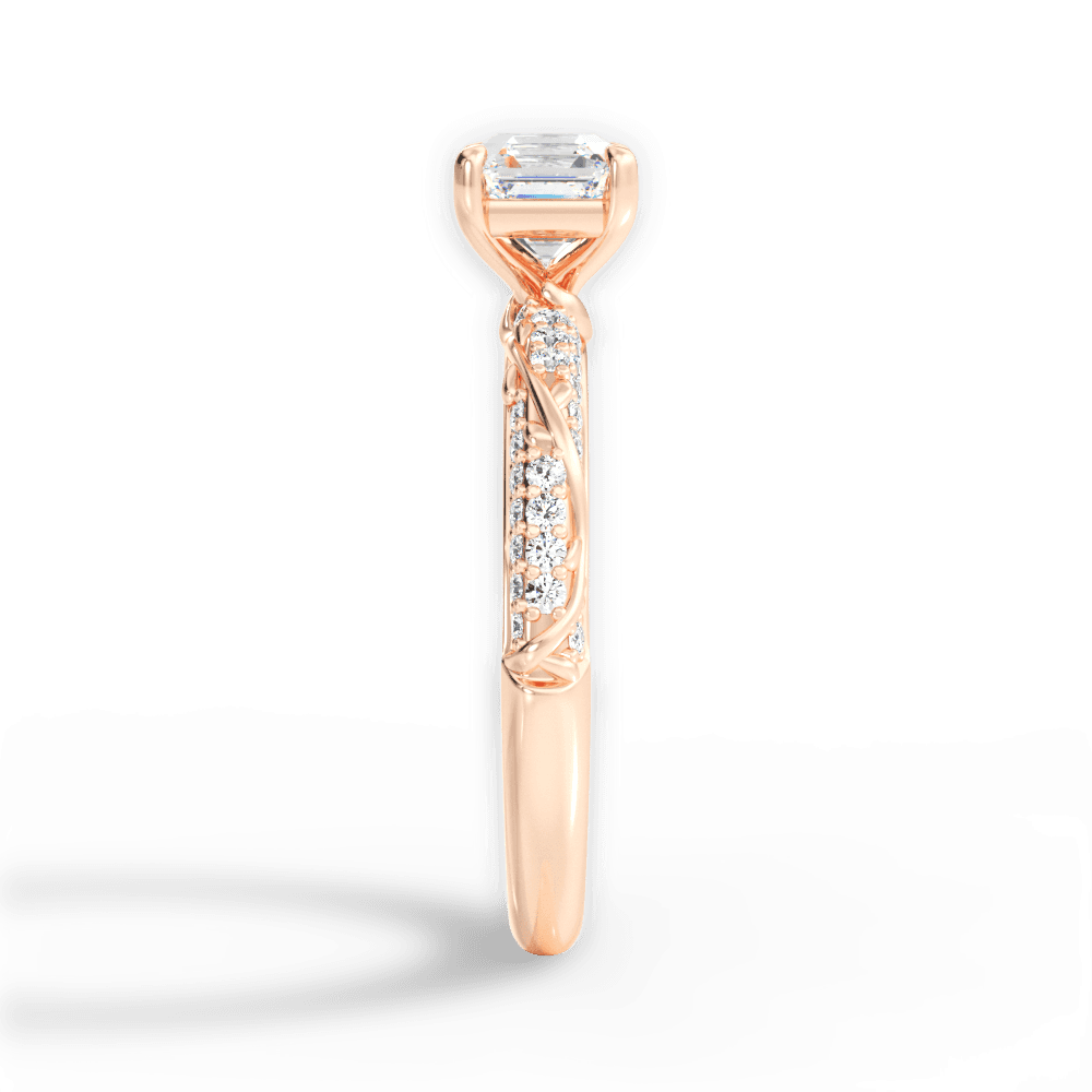 Gloria Asscher Cut Lab Grown Diamond 18Kt Rose Gold Engagement Ring - View 2