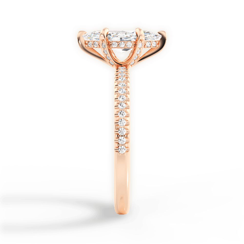 Helen Marquise Cut Lab Grown Diamond 18Kt Rose Gold Engagement Ring - View 2