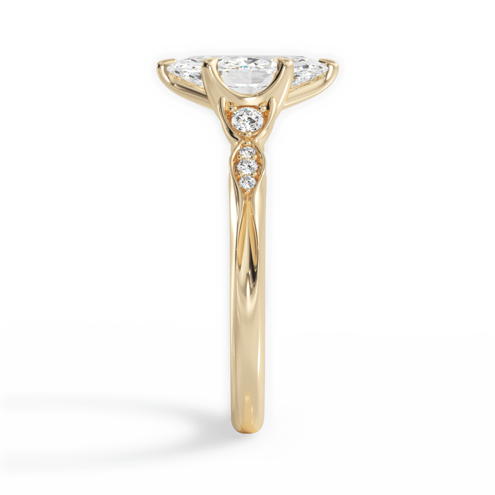 Cassie Marquise Cut Lab Grown Diamond 18Kt Yellow Gold Engagement Ring - View 3