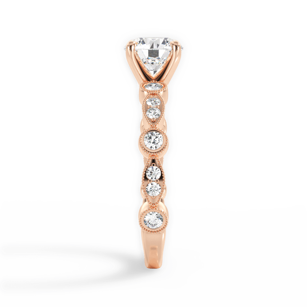 Edith Round Cut Lab Grown Diamond 18Kt Rose Gold Engagement Ring - View 2