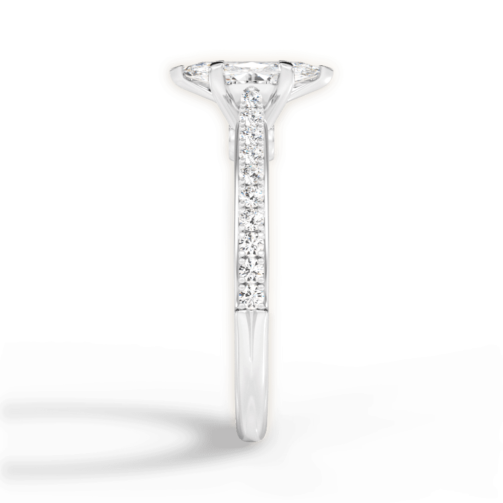 Frances Marquise Cut Lab Grown Diamond 18Kt White Gold Engagement Ring - View 4