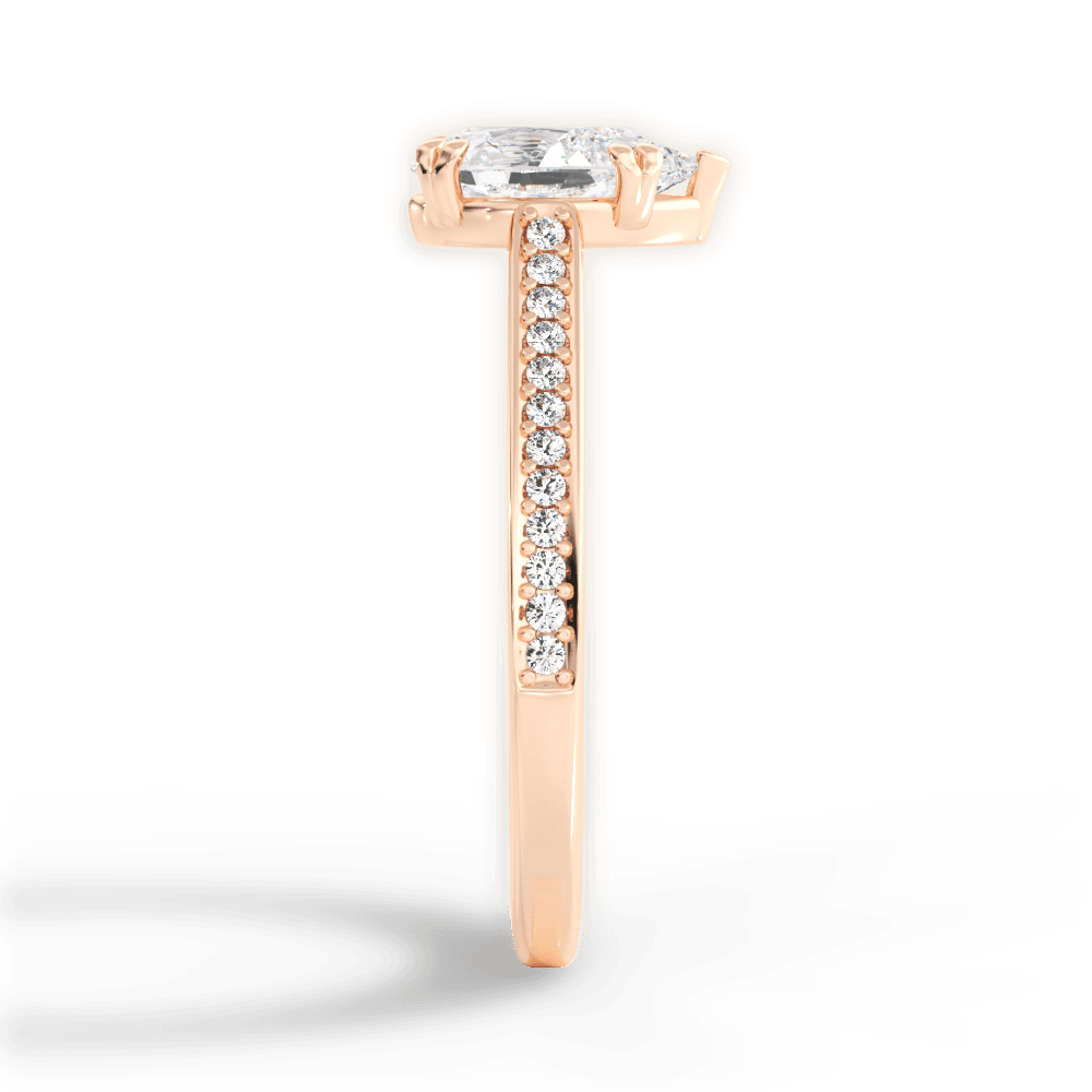 Denise Pear Cut Lab Grown Diamond 18Kt Rose Gold Engagement Ring - View 2