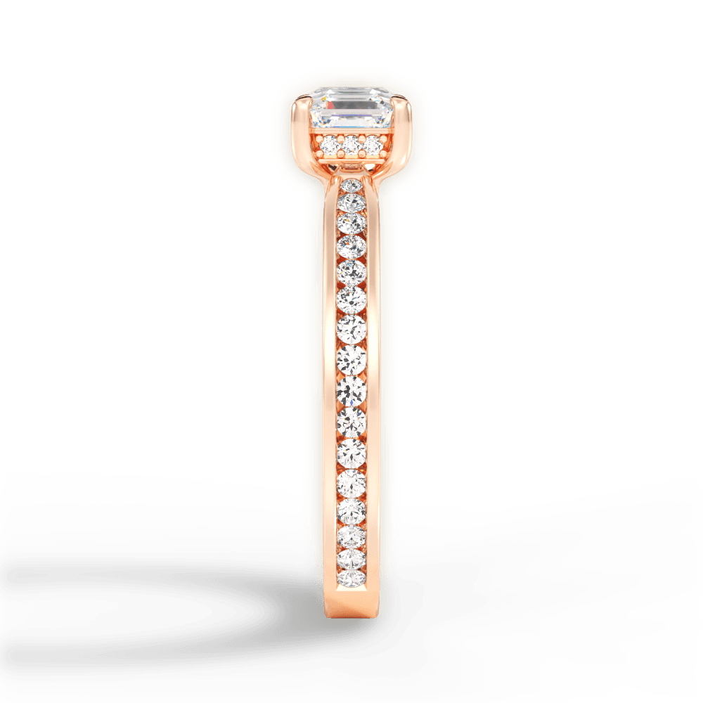 Katelyn Asscher Cut Lab Grown Diamond 18Kt Rose Gold Engagement Ring - View 4