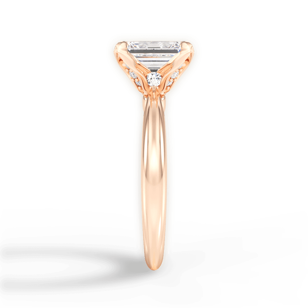 Elaine Emerald Cut Lab Grown Diamond 18Kt Rose Gold Engagement Ring - View 4