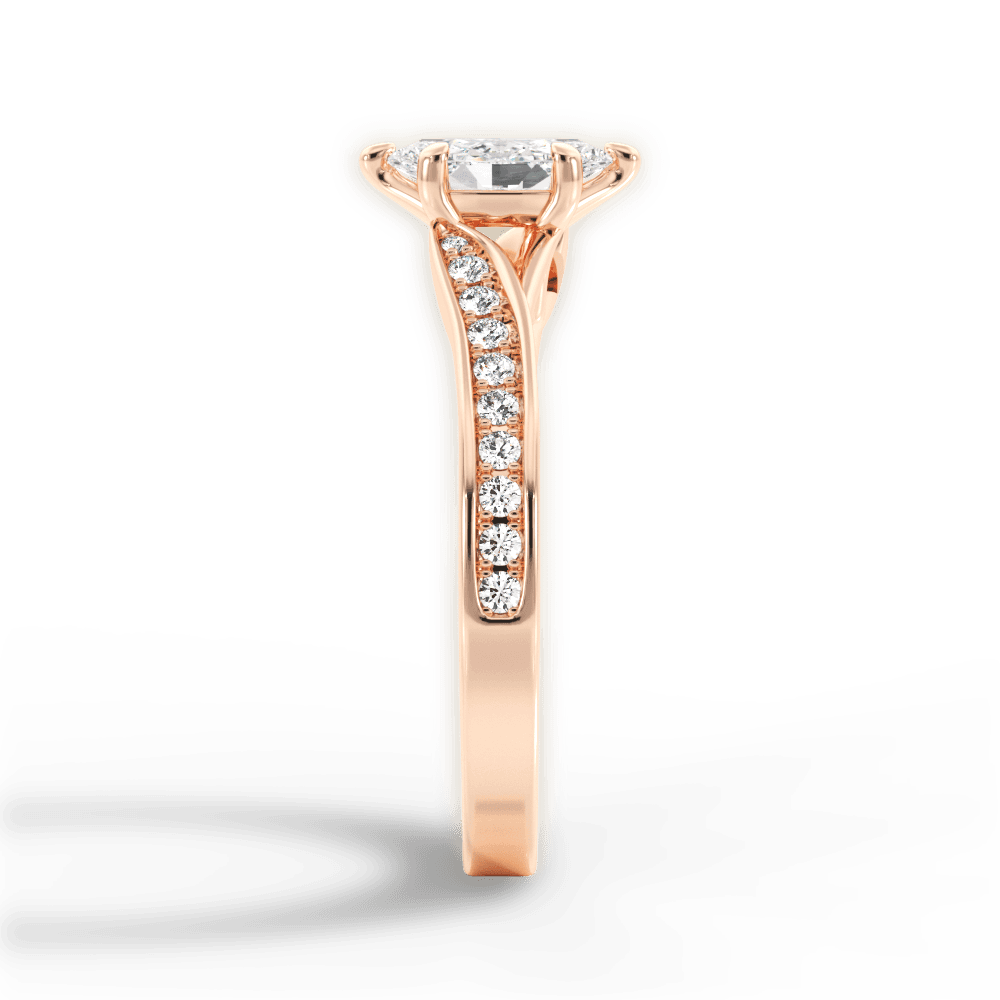 Elise Marquise Cut Lab Grown Diamond 18Kt Rose Gold Engagement Ring - View 2