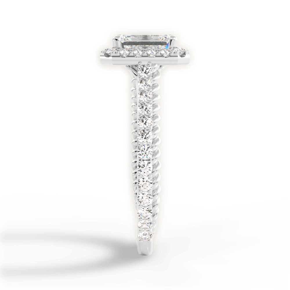 Kim Emerald Cut Lab Grown Diamond Platinum Engagement Ring - View 2