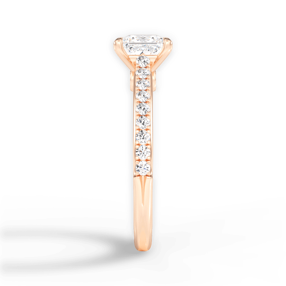 Frances Princess Cut Lab Grown Diamond 18Kt Rose Gold Engagement Ring - View 3