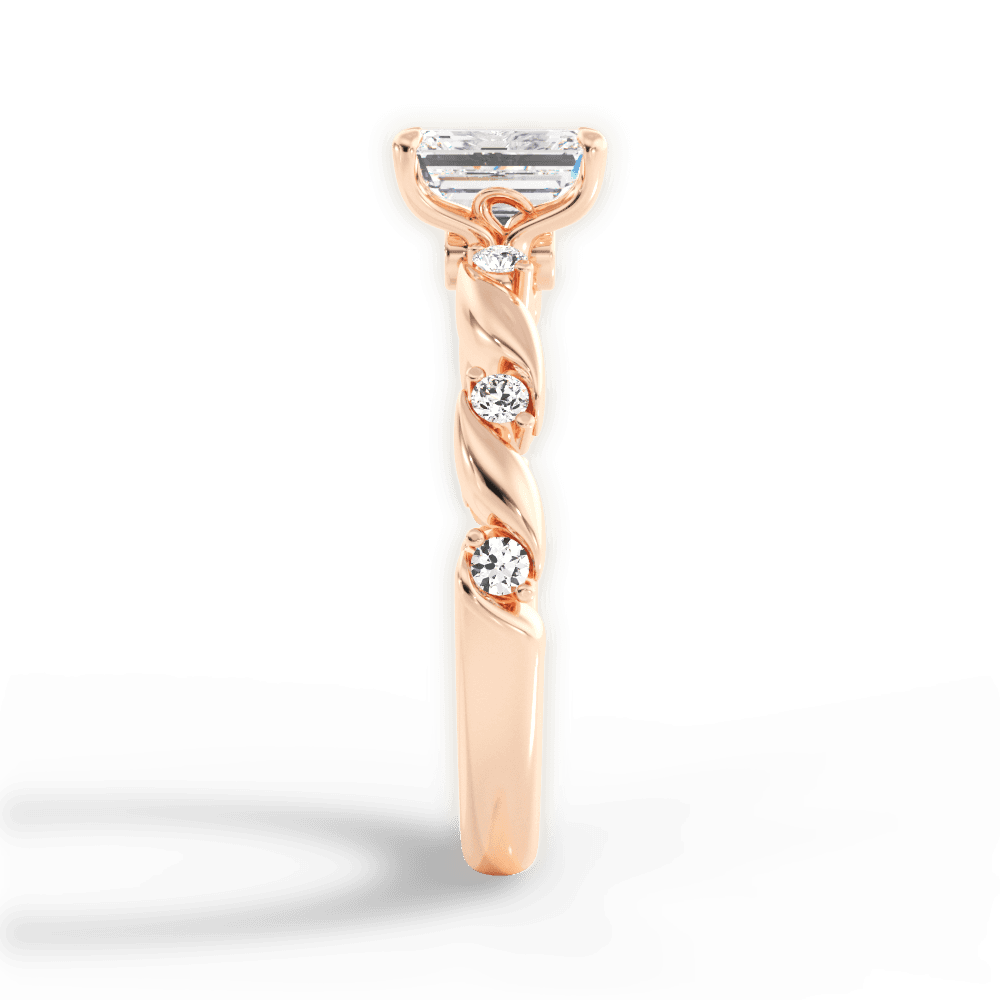 Emma Emerald Cut Lab Grown Diamond 18Kt Rose Gold Engagement Ring - View 4