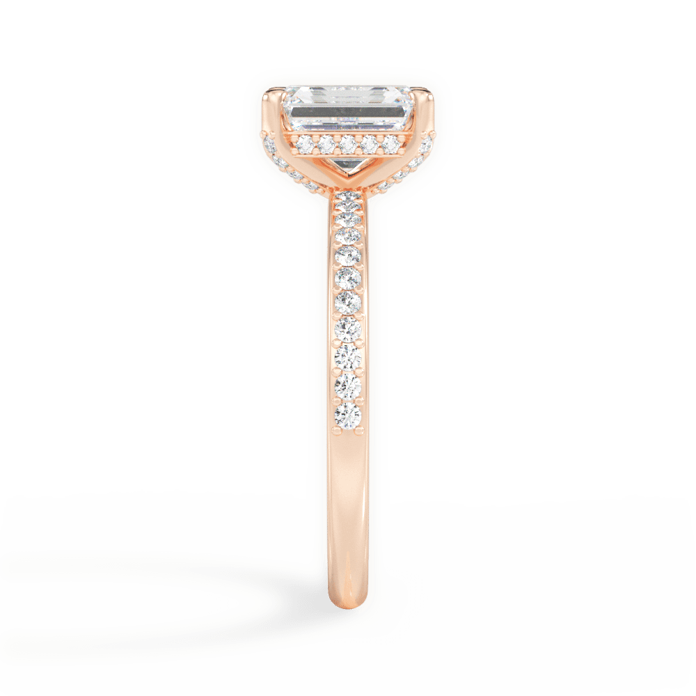 Janice Emerald Cut Lab Grown Diamond 18Kt Rose Gold Engagement Ring - View 2