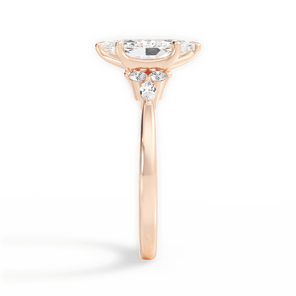 Cynthia Marquise Cut Lab Grown Diamond 18Kt Rose Gold Engagement Ring - View 3