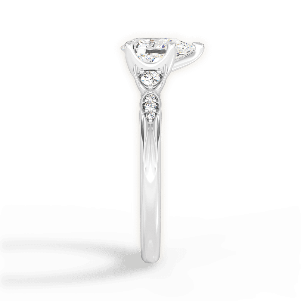 Cassie Pear Cut Lab Grown Diamond 18Kt White Gold Engagement Ring - View 3
