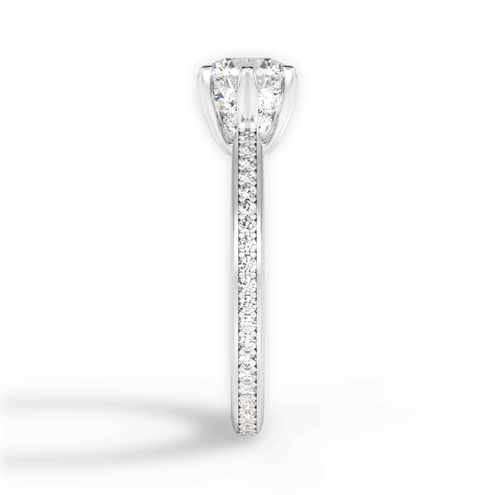 Louise Round Cut Lab Grown Diamond 18Kt White Gold Engagement Ring - View 3