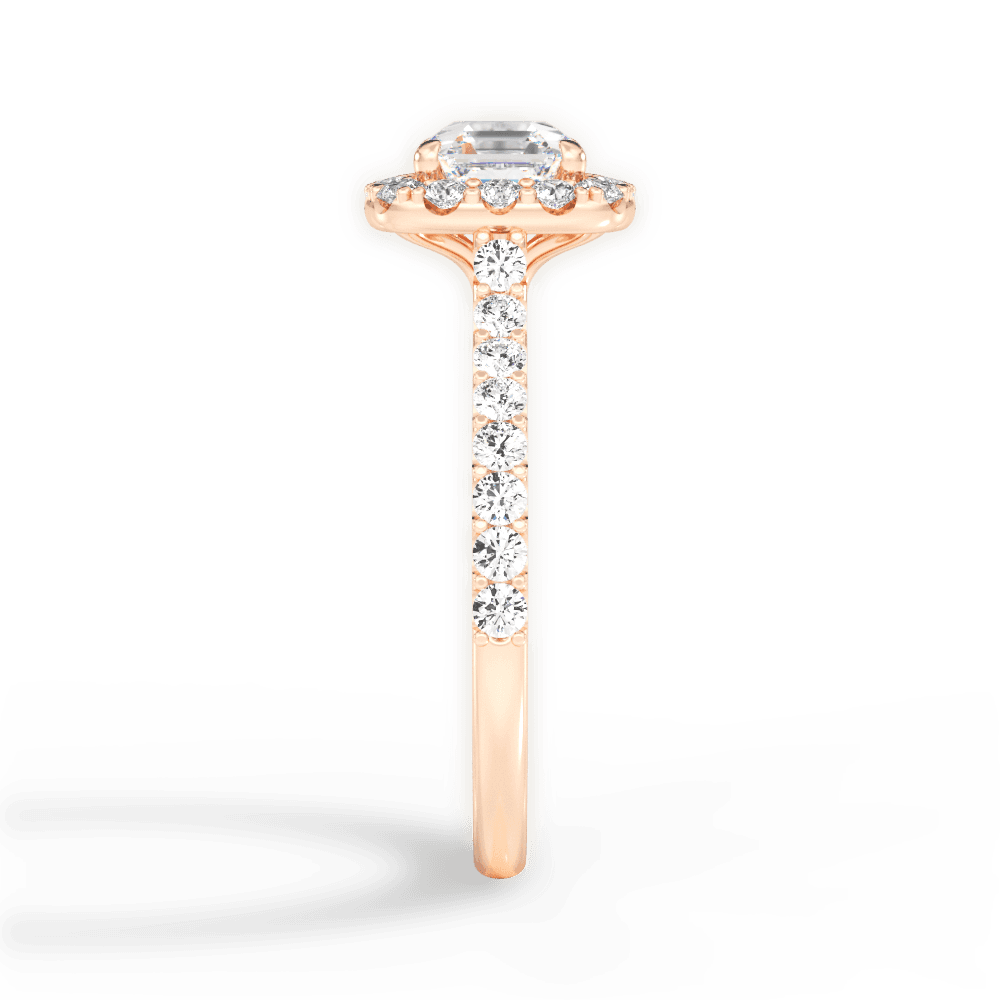 Ingrid Asscher Cut Lab Grown Diamond 18Kt Rose Gold Engagement Ring - View 3