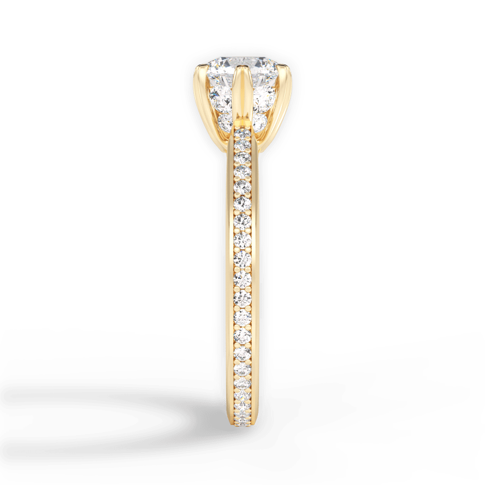 Louise Round Cut Lab Grown Diamond 18Kt Yellow Gold Engagement Ring - View 3