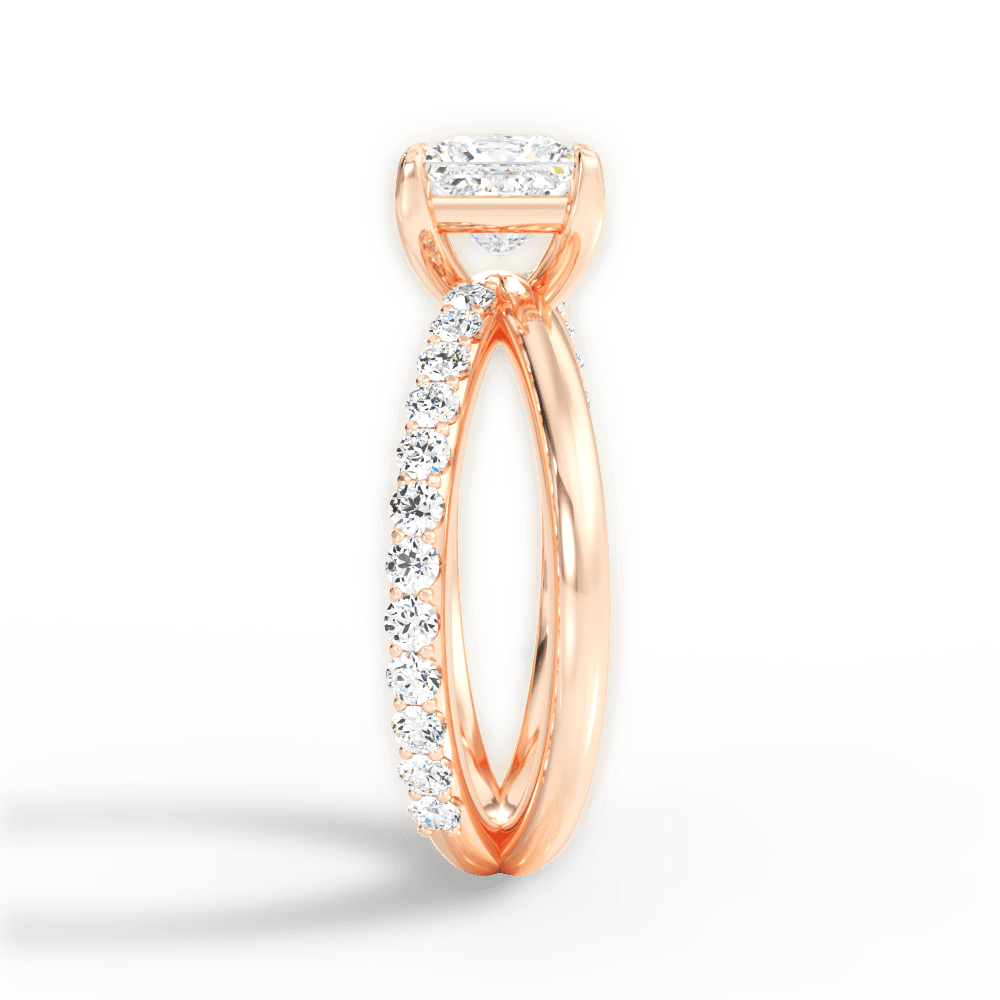 Jennifer Princess Cut Lab Grown Diamond 18Kt Rose Gold Engagement Ring - View 4