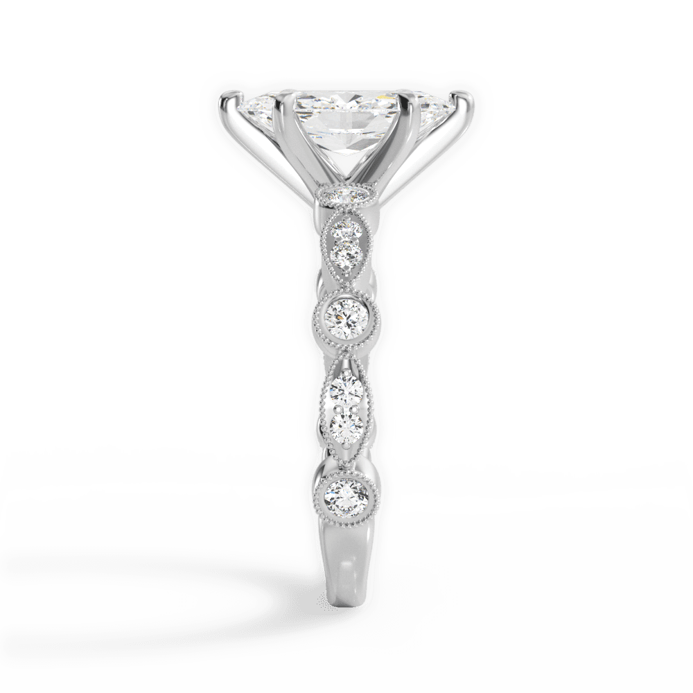 Edith Marquise Cut Lab Grown Diamond Platinum Engagement Ring - View 2