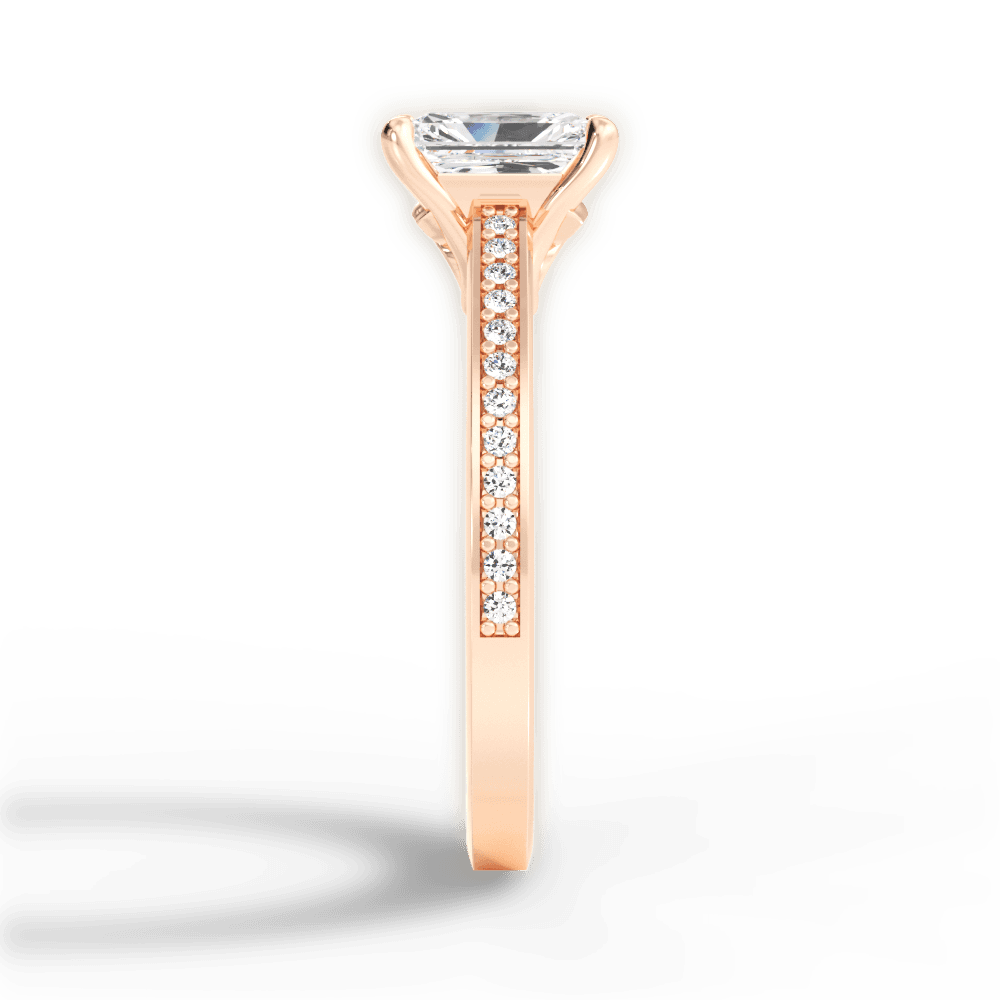 Donna Radiant Cut Lab Grown Diamond 18Kt Rose Gold Engagement Ring - View 2