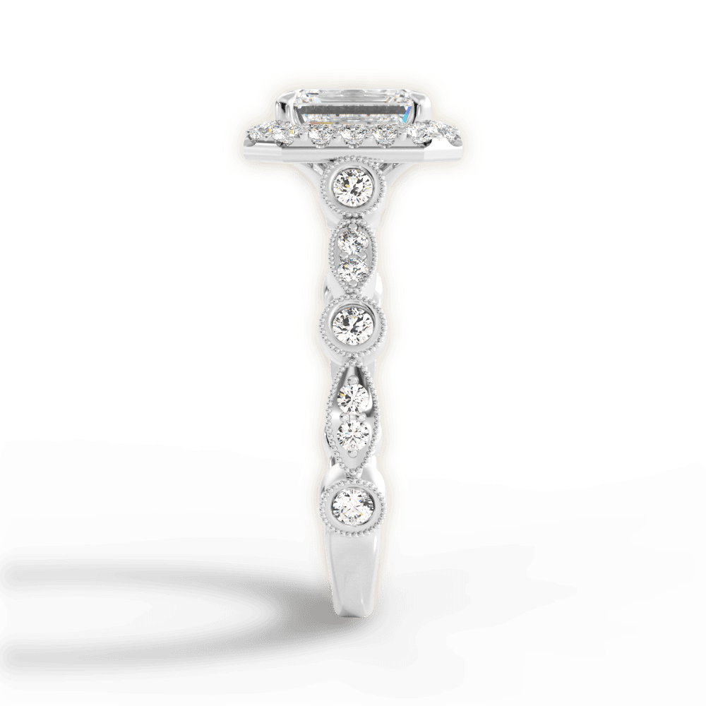 Irene Emerald Cut Lab Grown Diamond 14Kt White Gold Engagement Ring - View 2