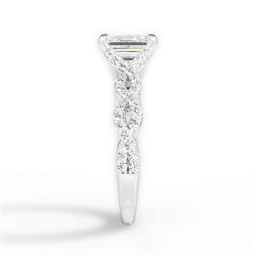 Justine Emerald Cut Lab Grown Diamond Platinum Engagement Ring - View 2