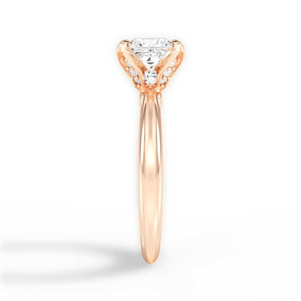 Elaine Princess Cut Lab Grown Diamond 18Kt Rose Gold Engagement Ring - View 4