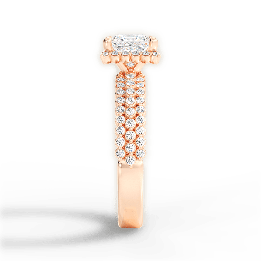 Jocelyn Princess Cut Lab Grown Diamond 18Kt Rose Gold Engagement Ring - View 4