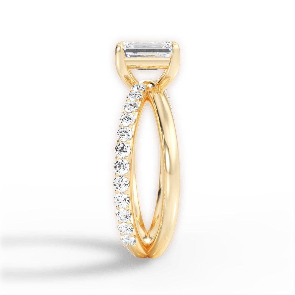 Jennifer Emerald Cut Lab Grown Diamond 18Kt Yellow Gold Engagement Ring - View 3