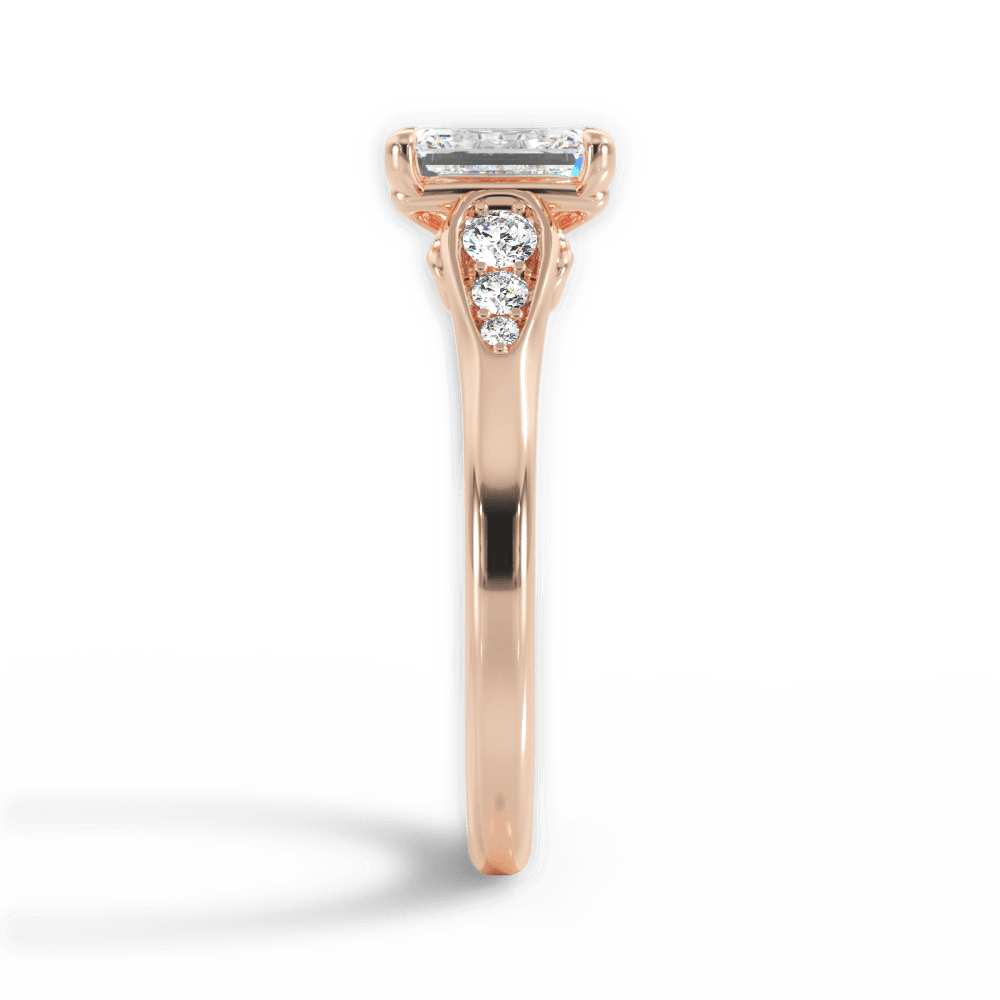 Cecilia Emerald Cut Lab Grown Diamond 18Kt Rose Gold Engagement Ring - View 2