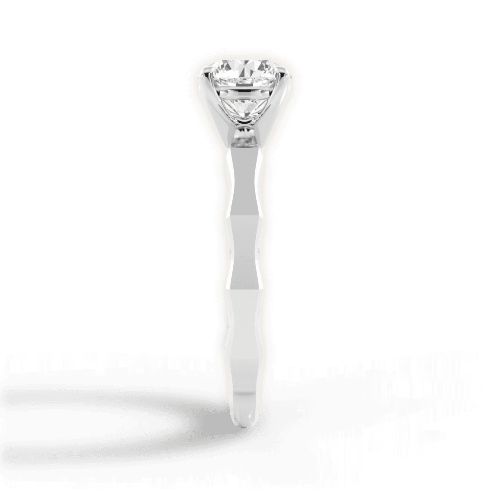 Aaliyah Round Cut Lab Grown Diamond 14Kt White Gold Engagement Ring - View 4