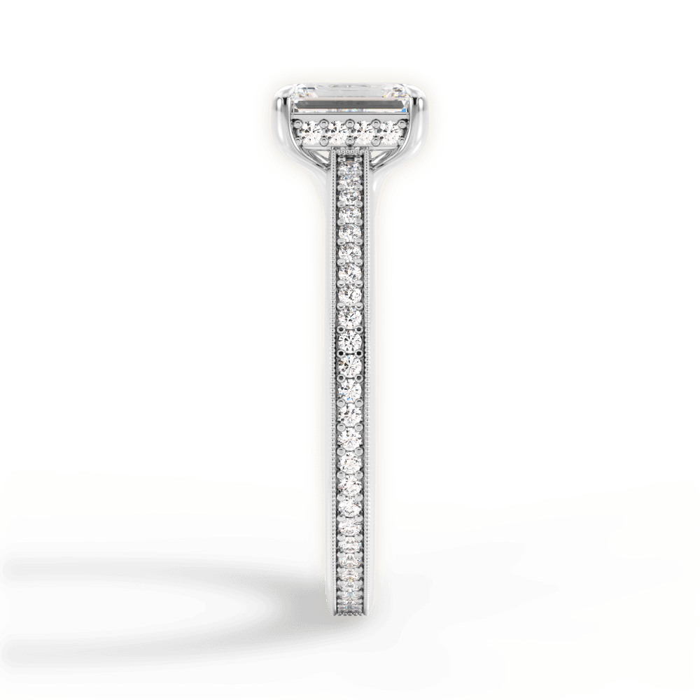 Janet Emerald Cut Lab Grown Diamond 18Kt White Gold Engagement Ring - View 4