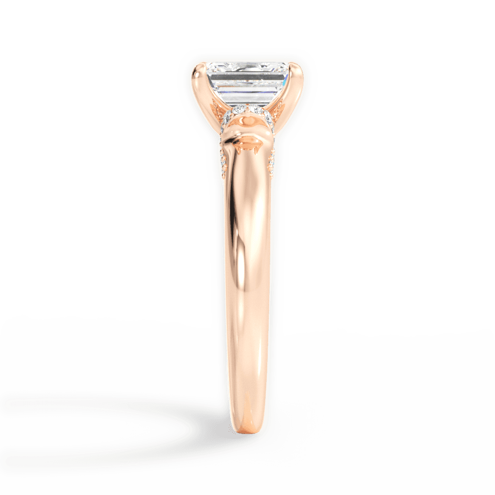 Florence Emerald Cut Lab Grown Diamond 18Kt Rose Gold Engagement Ring - View 3