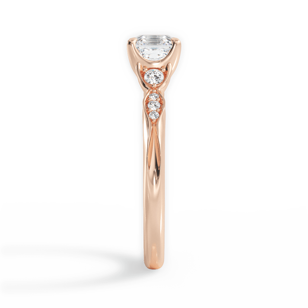 Cassie Asscher Cut Lab Grown Diamond 18Kt Rose Gold Engagement Ring - View 3