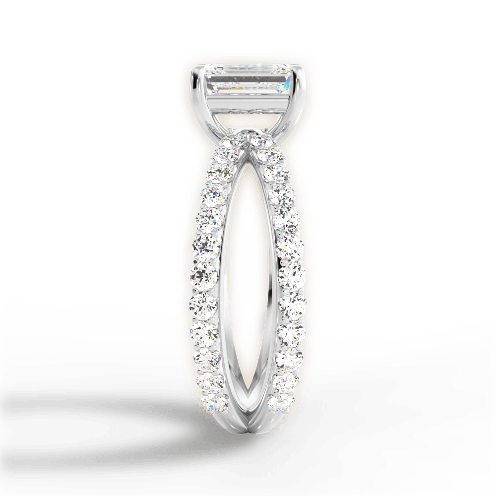 Lauren Emerald Cut Lab Grown Diamond 14Kt White Gold Engagement Ring - View 2