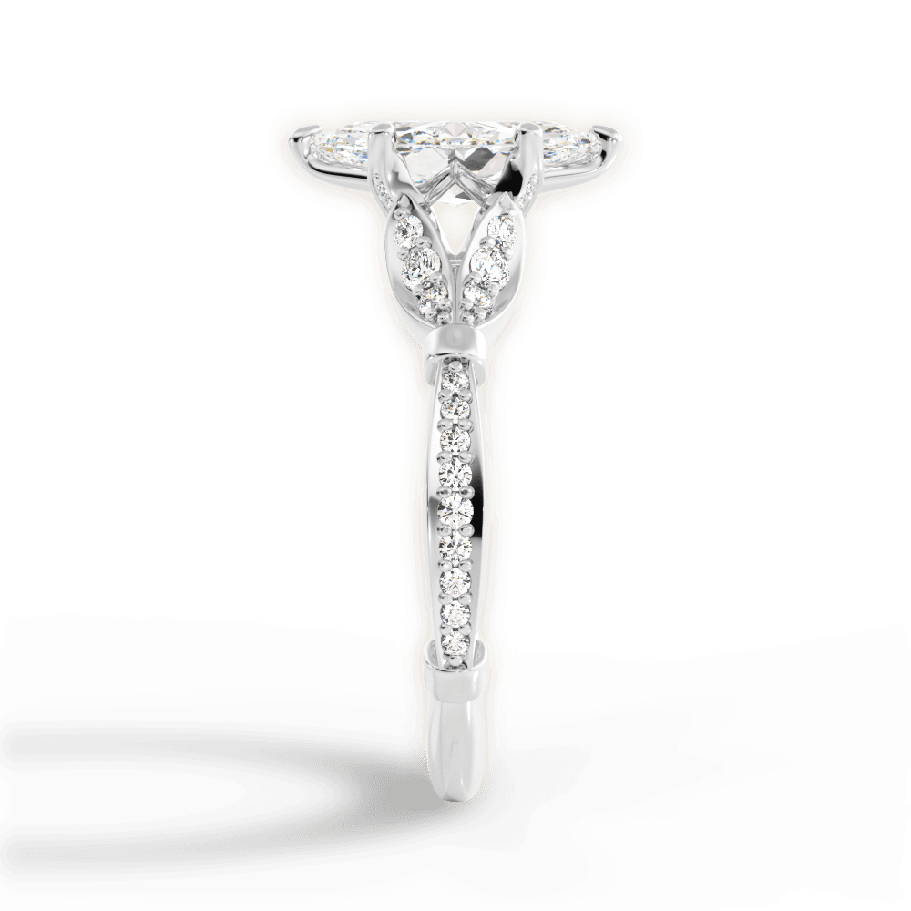 Geraldine Marquise Cut Lab Grown Diamond 18Kt White Gold Engagement Ring - View 2