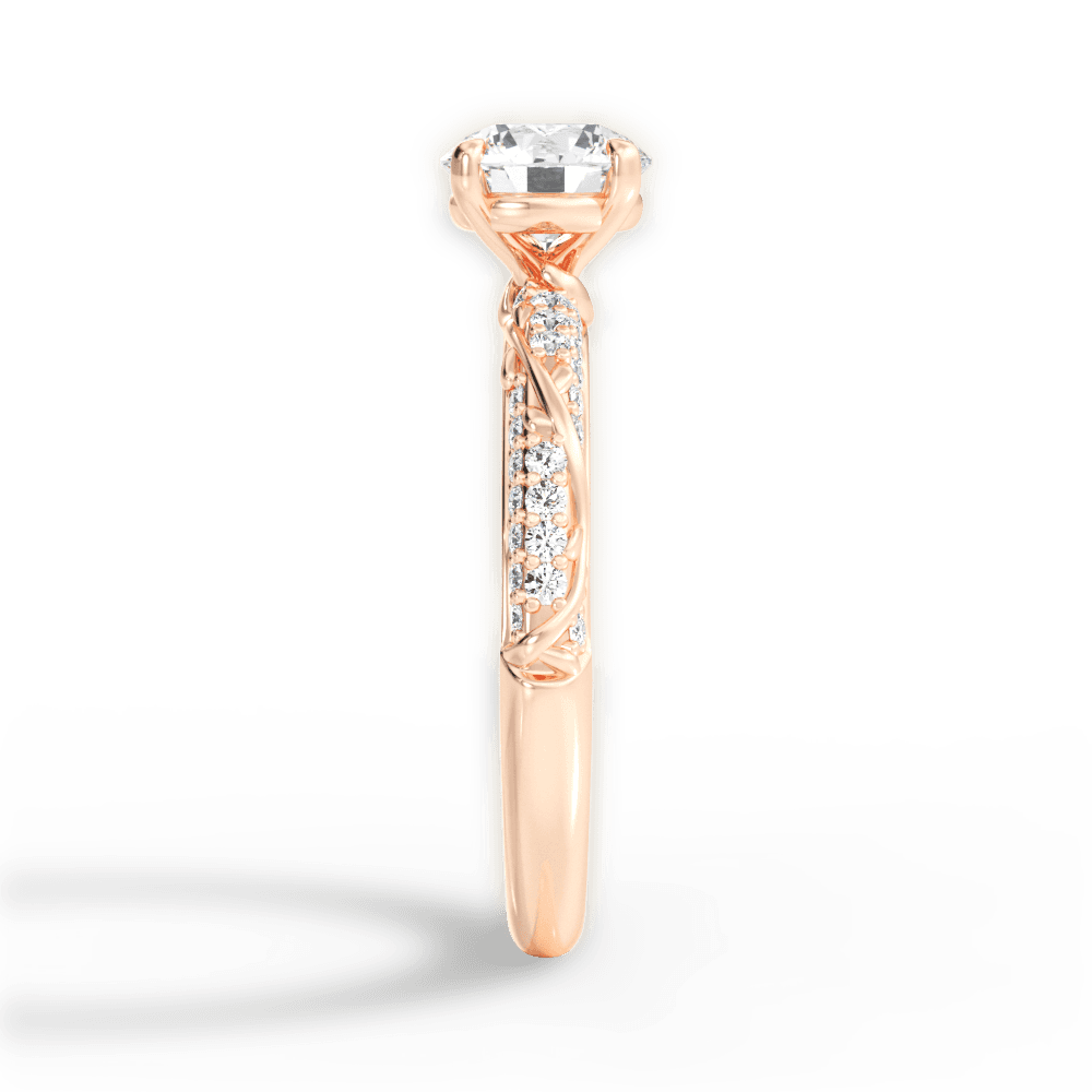 Gloria Round Cut Lab Grown Diamond 18Kt Rose Gold Engagement Ring - View 3