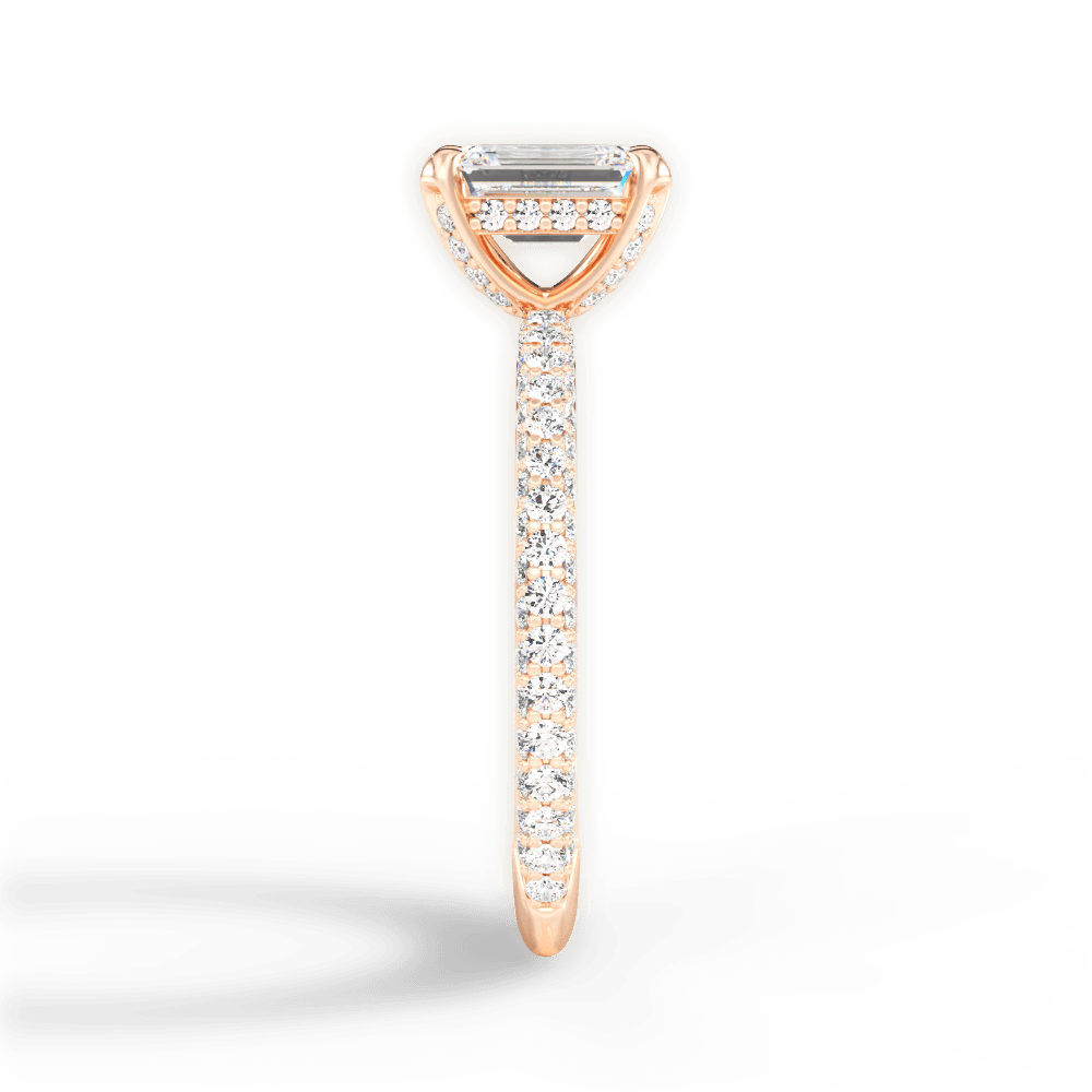 Madeline Emerald Cut Lab Grown Diamond 18Kt Rose Gold Engagement Ring - View 3