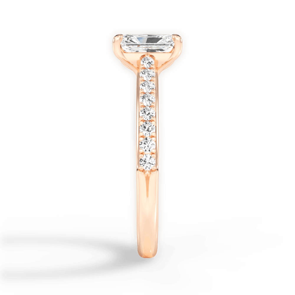 Elizabeth Radiant Cut Lab Grown Diamond 18Kt Rose Gold Engagement Ring - View 4