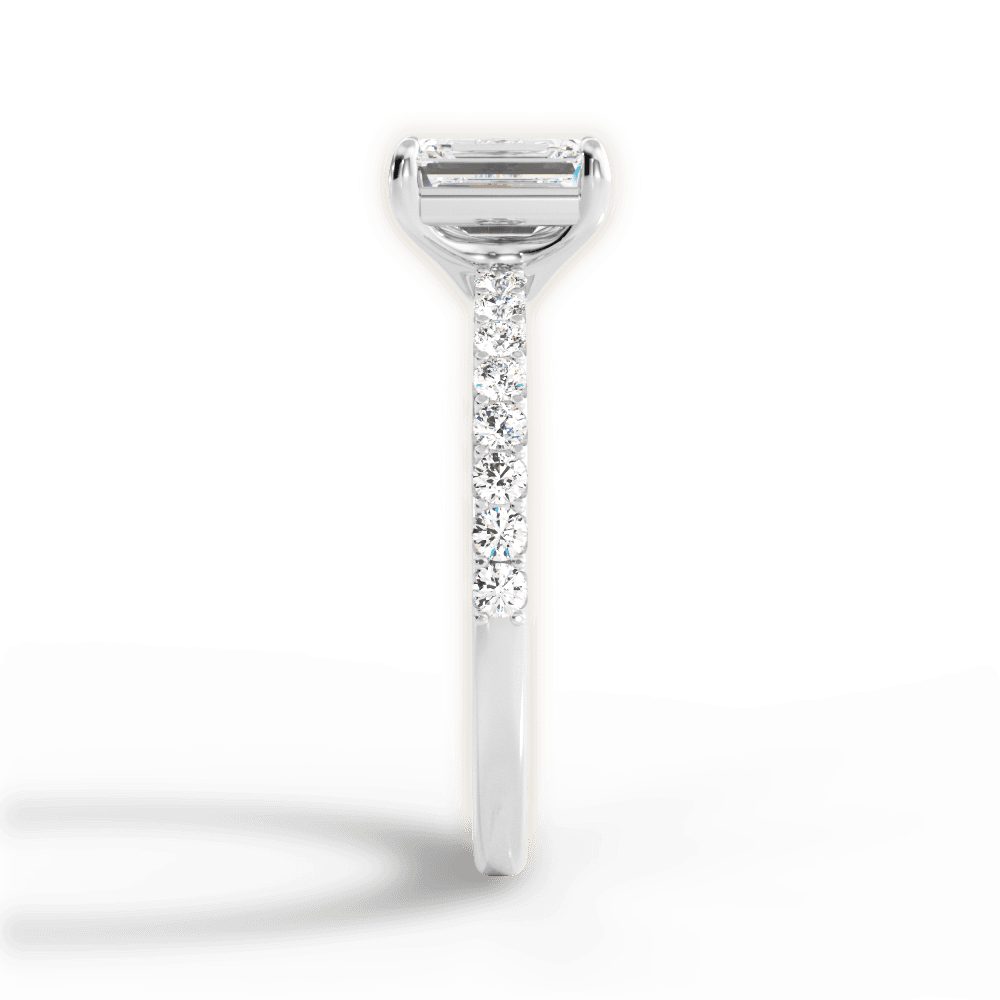 Elsie Emerald Cut Lab Grown Diamond 14Kt White Gold Engagement Ring - View 2