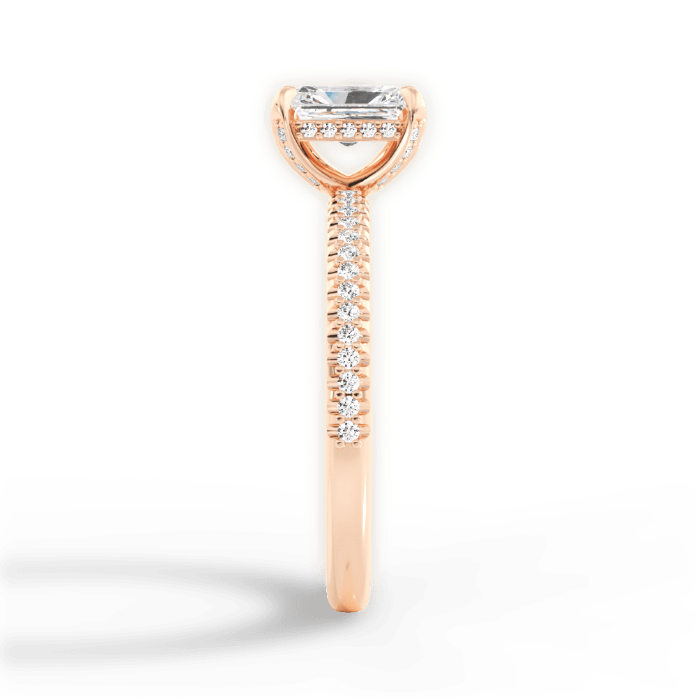 Helen Radiant Cut Lab Grown Diamond 18Kt Rose Gold Engagement Ring - View 3