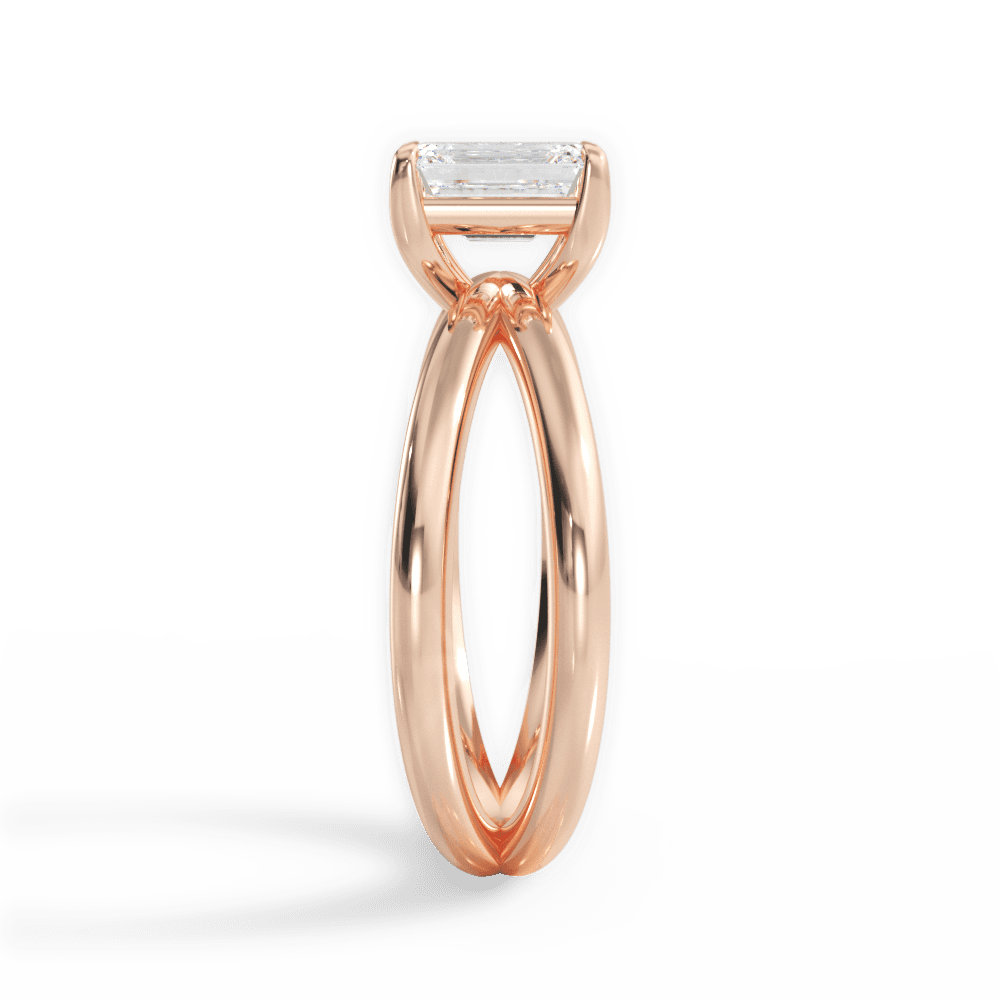 Ada Emerald Cut Lab Grown Diamond 18Kt Rose Gold Engagement Ring - View 4
