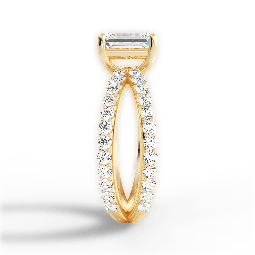 Lauren Emerald Cut Lab Grown Diamond 18Kt Yellow Gold Engagement Ring - View 2