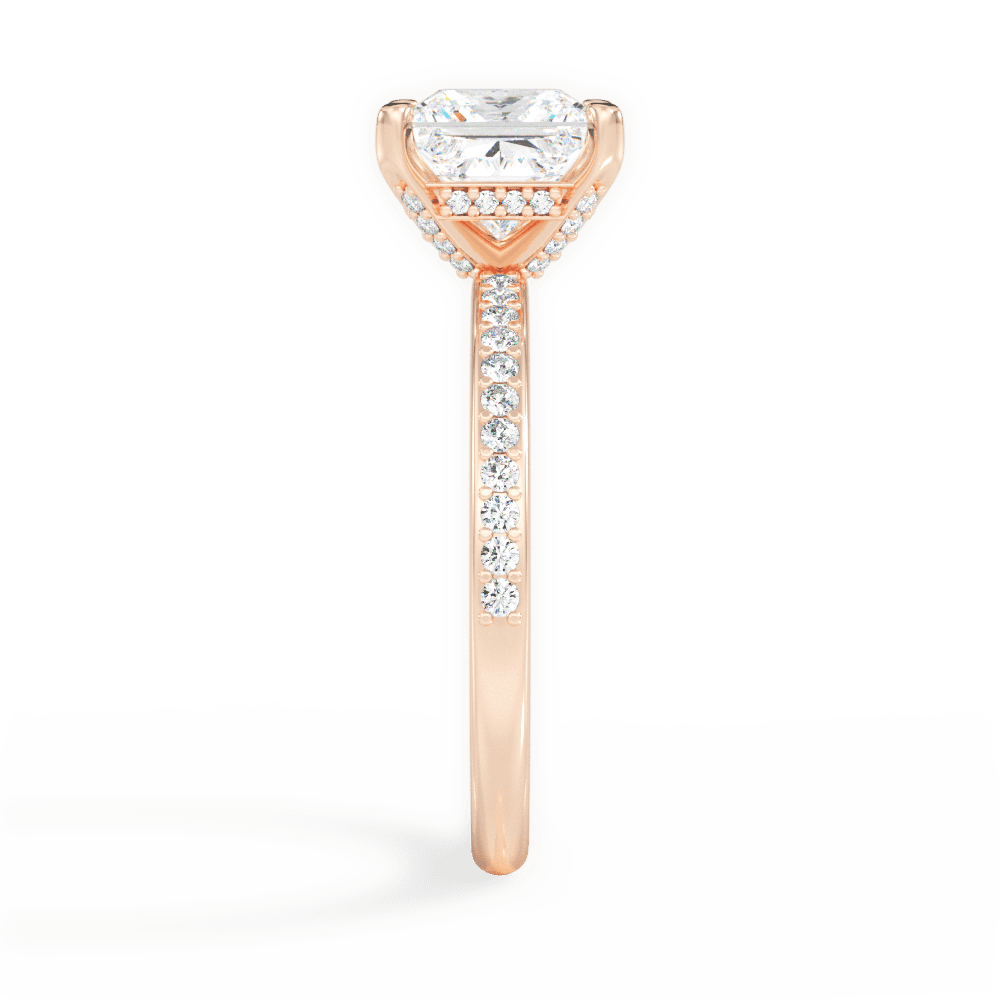 Janice Princess Cut Lab Grown Diamond 18Kt Rose Gold Engagement Ring - View 4