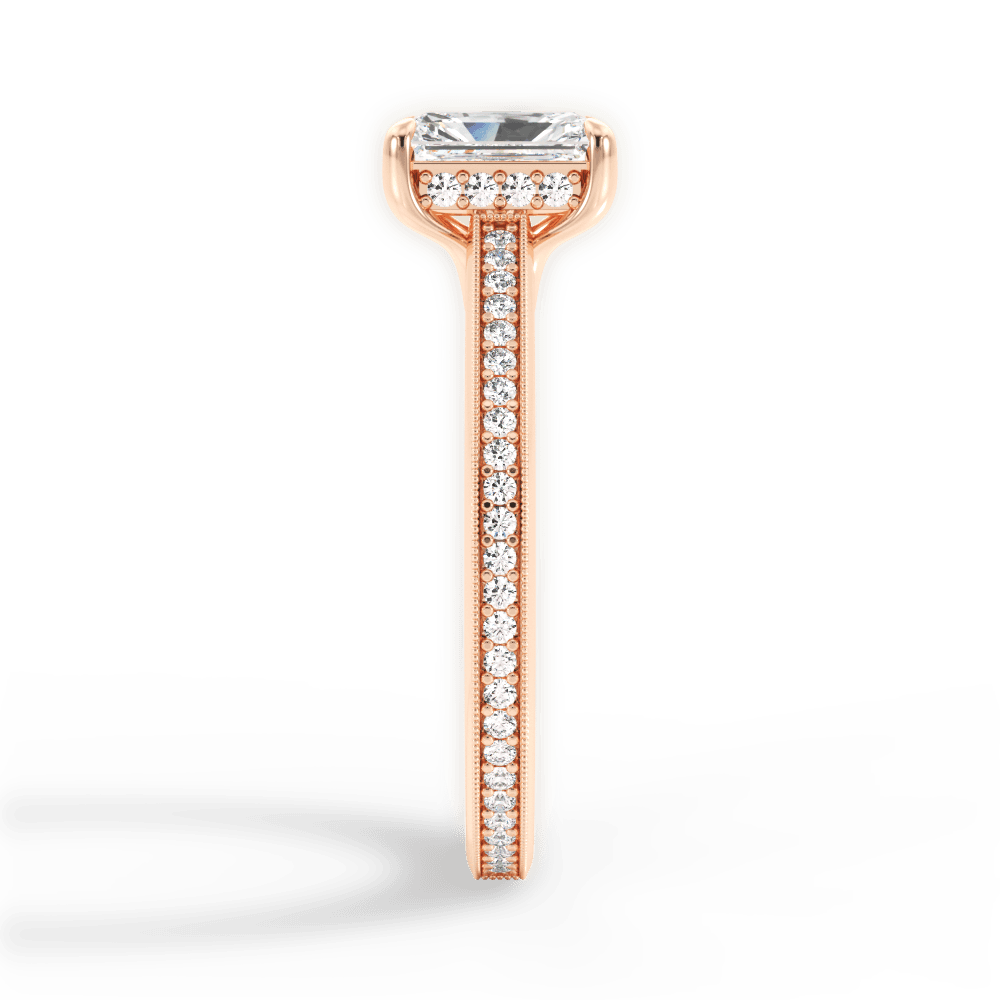 Janet Radiant Cut Lab Grown Diamond 18Kt Rose Gold Engagement Ring - View 3
