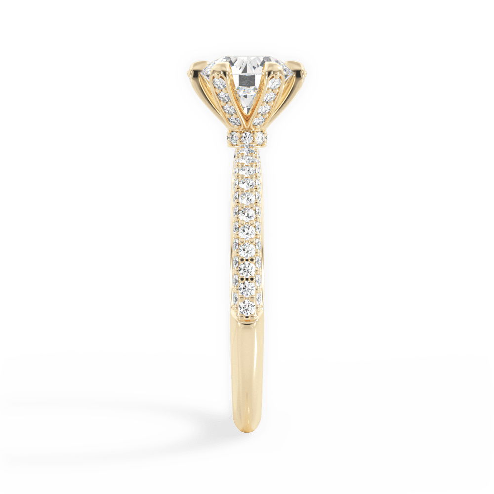 Linda Round Cut Lab Grown Diamond 18Kt Yellow Gold Engagement Ring - View 3