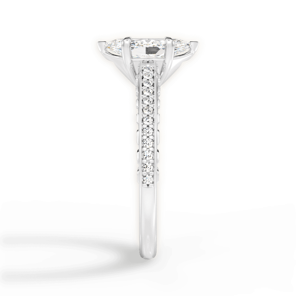 Caroline Marquise Cut Lab Grown Diamond 14Kt White Gold Engagement Ring - View 2