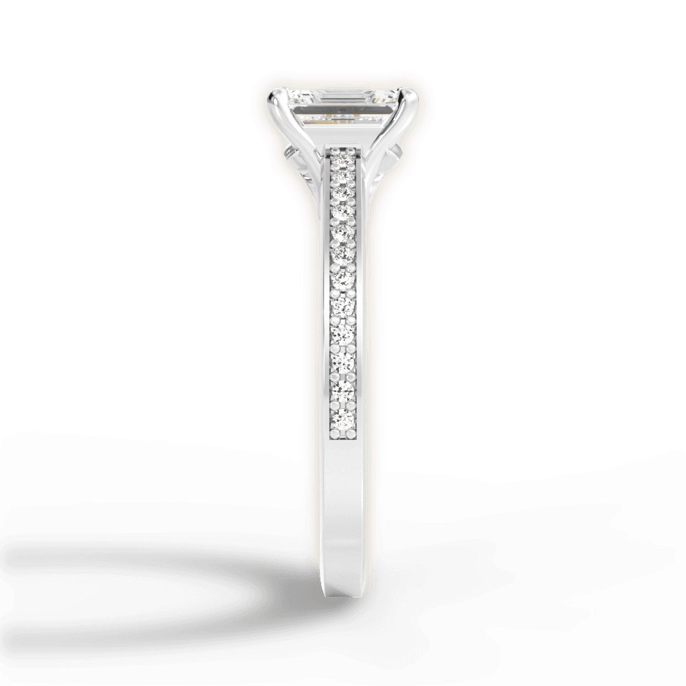 Donna Emerald Cut Lab Grown Diamond 14Kt White Gold Engagement Ring - View 2