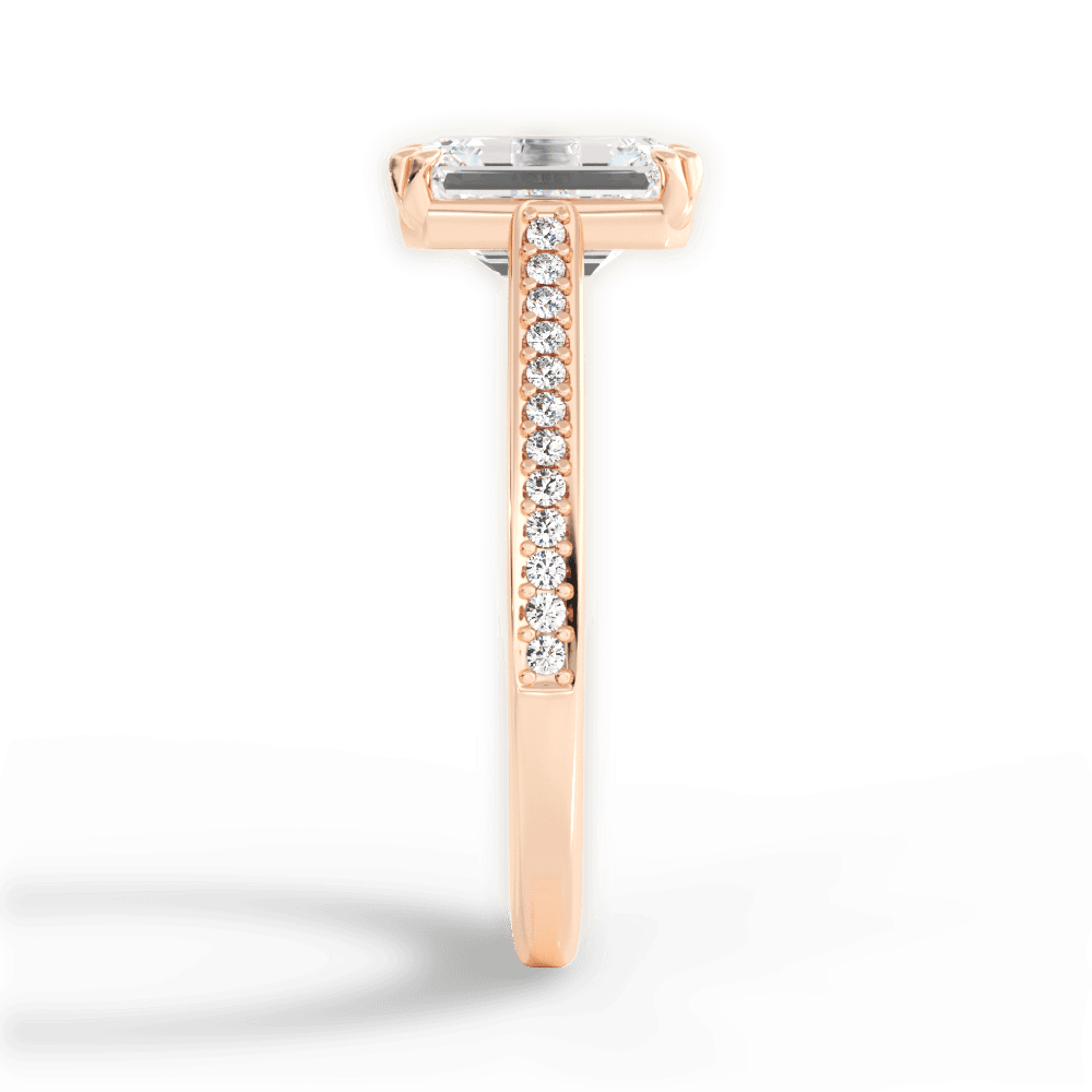 Denise Emerald Cut Lab Grown Diamond 18Kt Rose Gold Engagement Ring - View 2