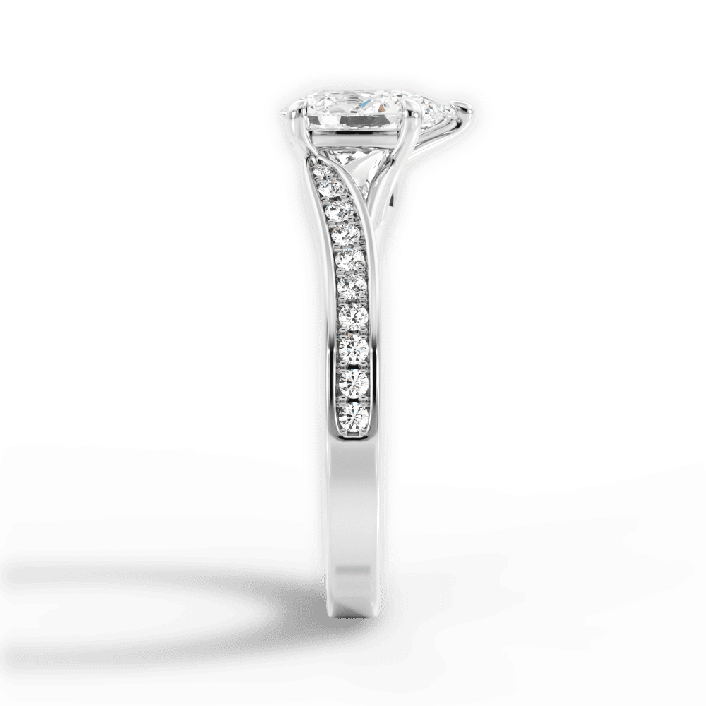 Elise Pear Cut Lab Grown Diamond 14Kt White Gold Engagement Ring - View 4