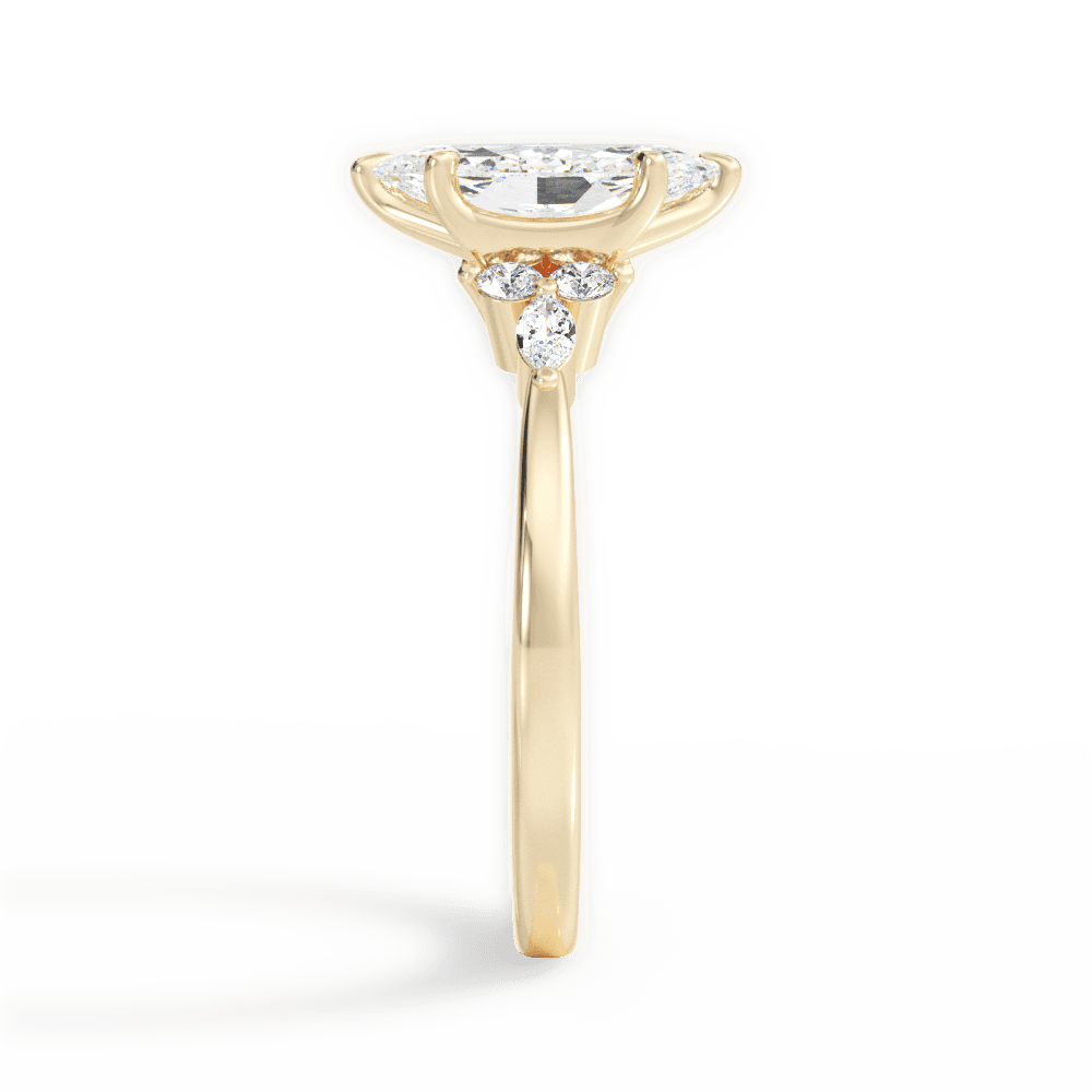 Cynthia Marquise Cut Lab Grown Diamond 18Kt Yellow Gold Engagement Ring - View 4